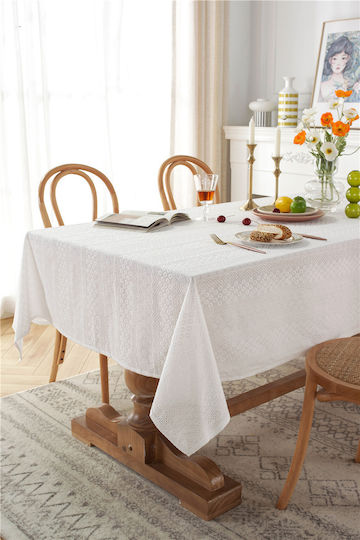 FRIPIA Cotton Tablecloth With White Embroidery 120x180cm FRIPIA Cotton Tablecloth With White Embroidery 120x180cm