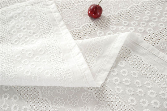 FRIPIA Cotton Tablecloth With White Embroidery 120x180cm