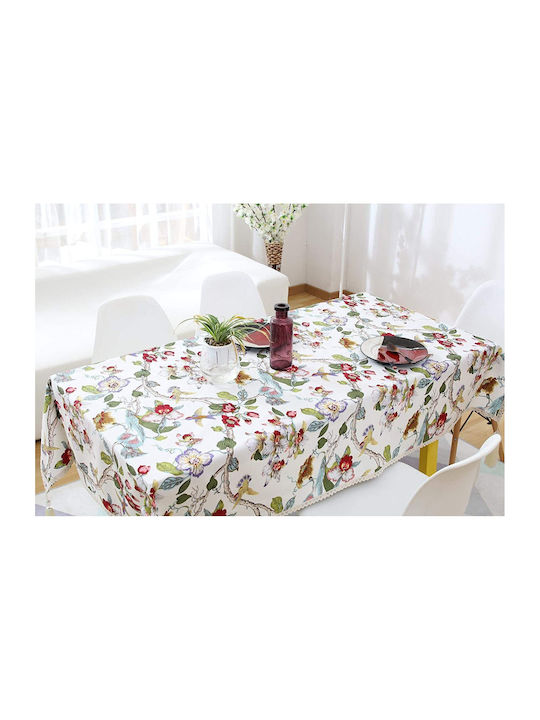 FRIPIA Linen Tablecloth With White Lace 140x200cm
