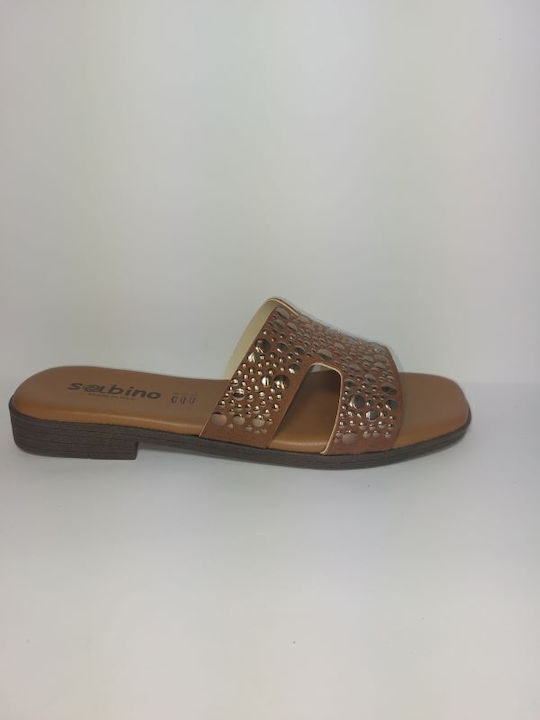 Damen Flache Sandalen Tabac Braun