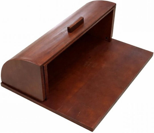 Καρβούνης Ψωμιέρα με Καπάκι Ξύλινη Καφέ 38x27x16cm