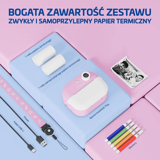 Lamax InstaKid2 Play Kids Compact Camera Full HD 1080p with Thermal Printing Pink