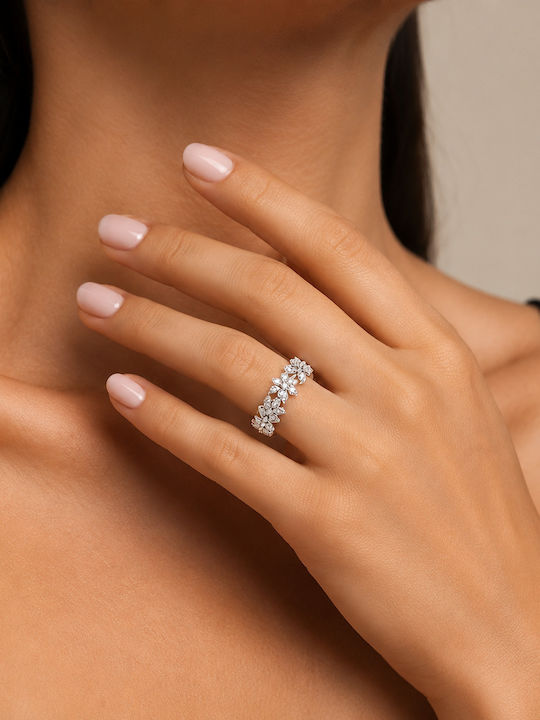 Guess Ring with Zircon made of Steel