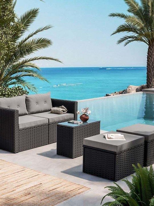 Woodwell Garten- und Outdoor-Möbelsets Jakarta 2 Stück Schwarz mit Kissen E6624,1