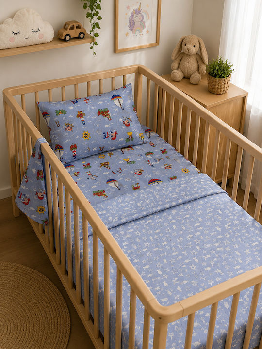 Comfort Σετ Σεντόνια Μονά Βαμβακερά Σιέλ 270x165cm 2τμχ