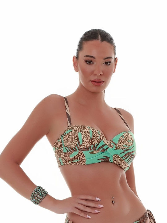 Underwire Strapless Bikini with Detachable & Adjustable Straps Petrol Blue Floral