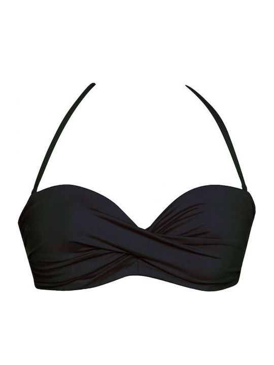 Solids Strapless Bikini Top D Cup With Padding Black
