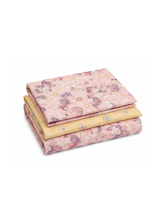 Comfort Set Baby Crib Cotton Pink Sheets 160x120cm 3 Pieces
