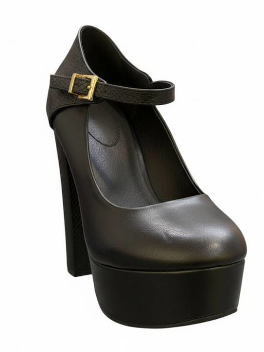 Heels with Strap Black M133-1
