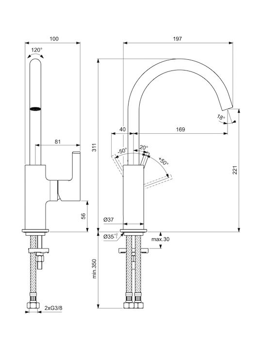 Ideal Standard Joy Baterie Amestecătoare Pentru Chiuvetă Gri