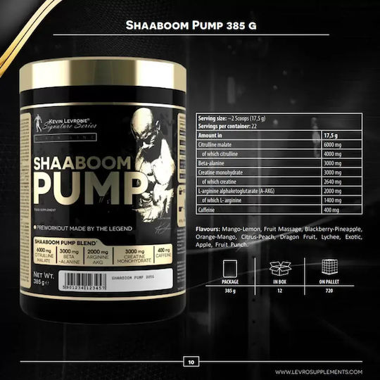 Kevin Levrone Shaaboom Pump 3000mg Συμπλήρωμα Pre Workout 385gr Orange Mango