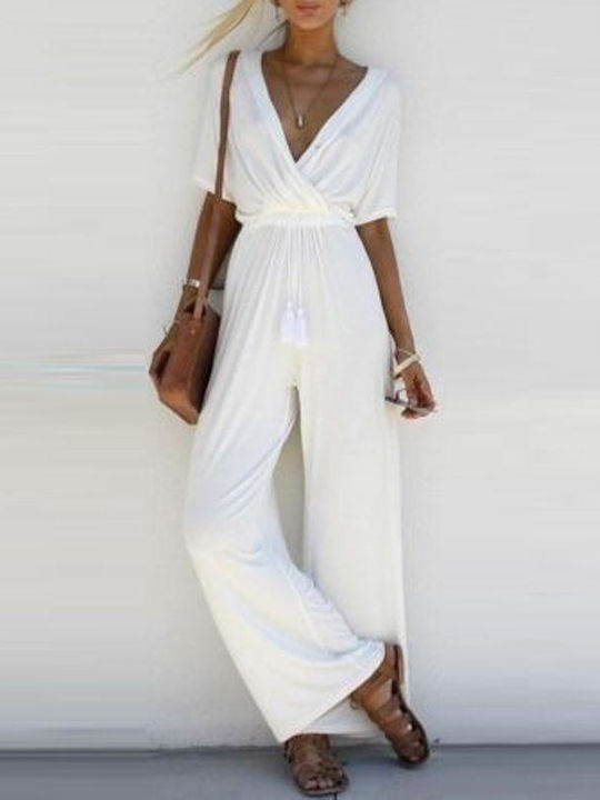 Women's White One-piece Jumpsuit P-324