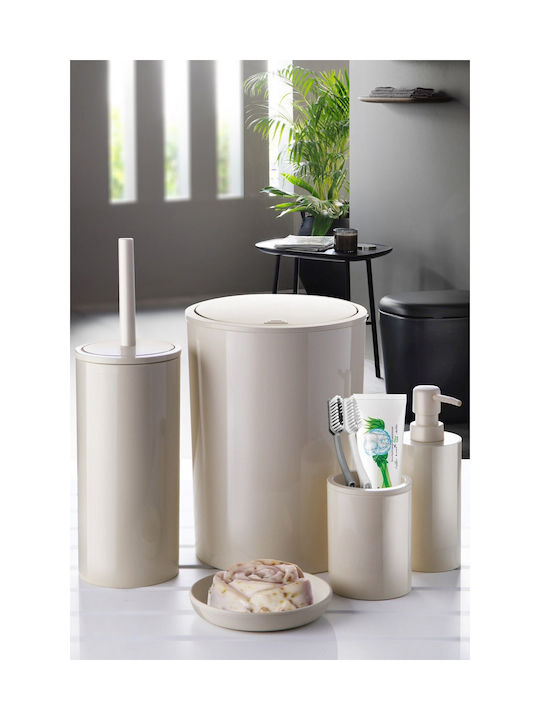 SteweHome Bathroom Accessory Set Plastic Beige 6 Pieces