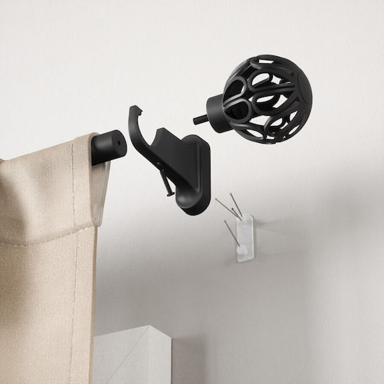 Umbra Bară Pentru Perdele Extensibilă Metalică Mată Neagră Aria Cage Pinpoint Φ2,5 107-305 Cm