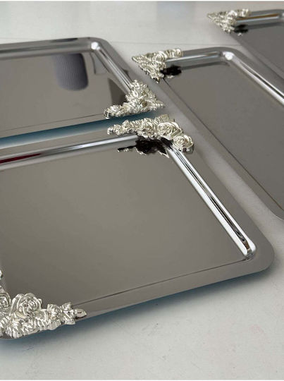 Stewehome Set 4 Stücke Serviertabletts Präsentation Edelstahl Zubehör Quadrat Form 33x13 cm
