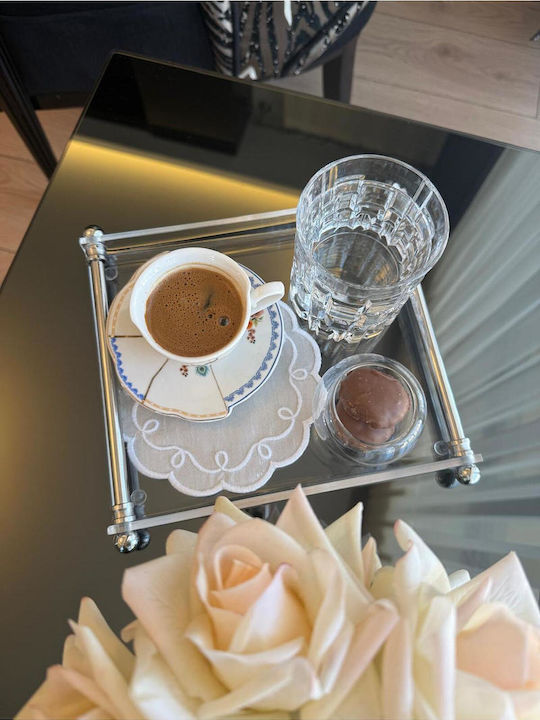 Stewehome Tavă Prezentare Cafea Plexiglas Tubular Formă Metalică Argintie Belirtilmemis