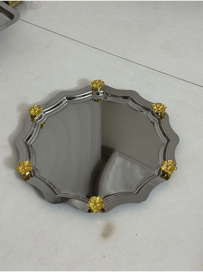 Stewehome Set 6 Bucăți Tăvi Rotunde Ondulate din Oțel Inoxidabil pentru Prezentare cu Model Japonez de Trandafir 24x24 Cm