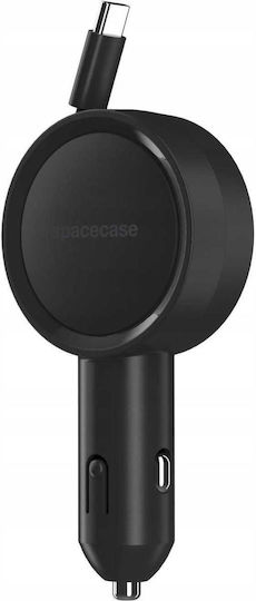 Spacecase Auto-Ladegerät Easycable Eingebautes Zusammenklappbares Kabel Type-C 30W Schwarz