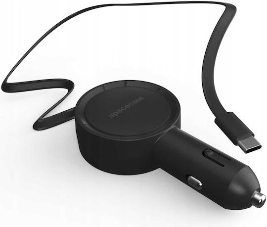 Spacecase Auto-Ladegerät Easycable Eingebautes Zusammenklappbares Kabel Type-C 30W Schwarz