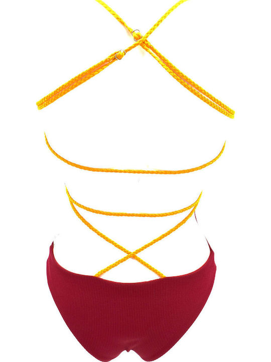 Women's One Piece Swimsuit K.wx-121 Burgundy