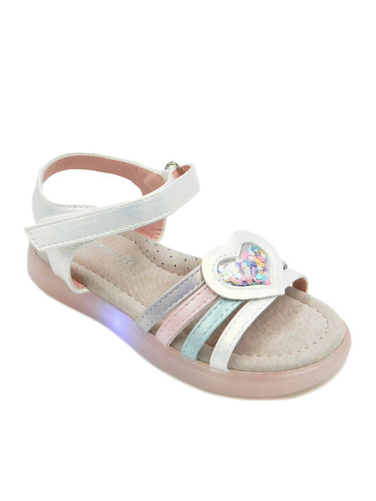 Kindersandalen Anatomisch mit Bügel- und Schleifenverschluss und Lichtern Rosa
