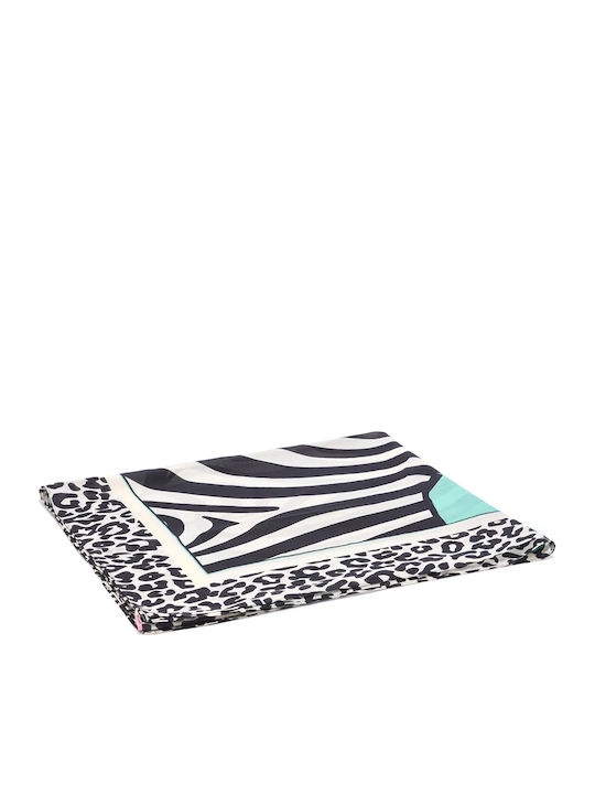 Mc2 Saint Barth Thaiti Silk Savanna Zebra Long Pareo Women Mc2 Saint Barth Ecru Black Green Tait001-09741l