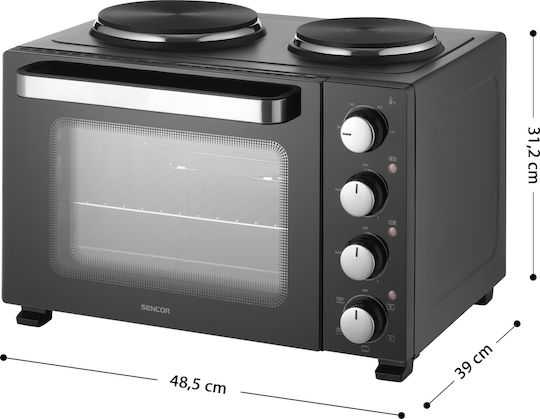 Sencor Ηλεκτρικό Φουρνάκι 28lt με 2 Εστίες Μαύρο