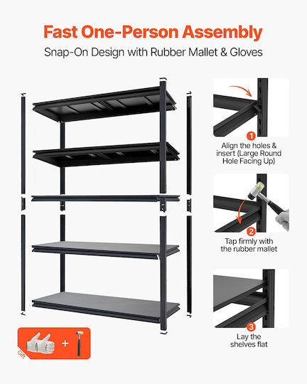 Vevor Dexion Shelf 123x46.5x181.3cm With 5 Shelves Total Load Capacity 1134kg