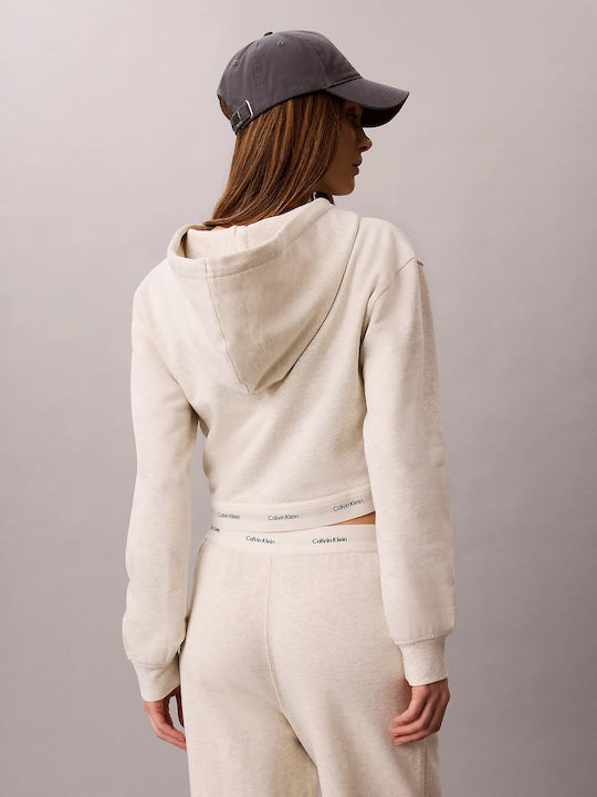 Logo Изрязанa Дамска Жилетка Суитшърт Худи Vanilla Heather