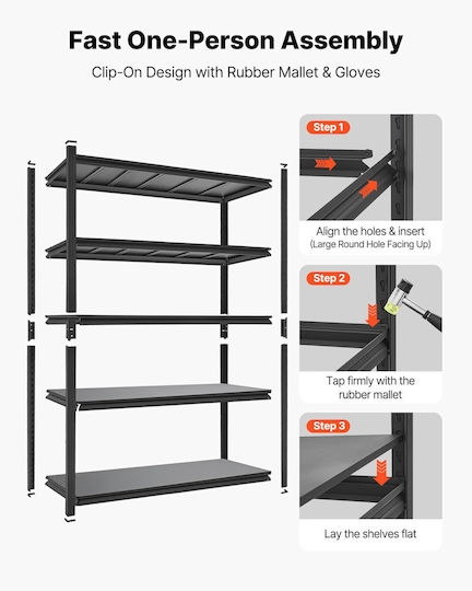 Vevor Dexion Shelf 151.1x52.2x181.3cm With 5 Shelves Total Load Capacity 1361kg