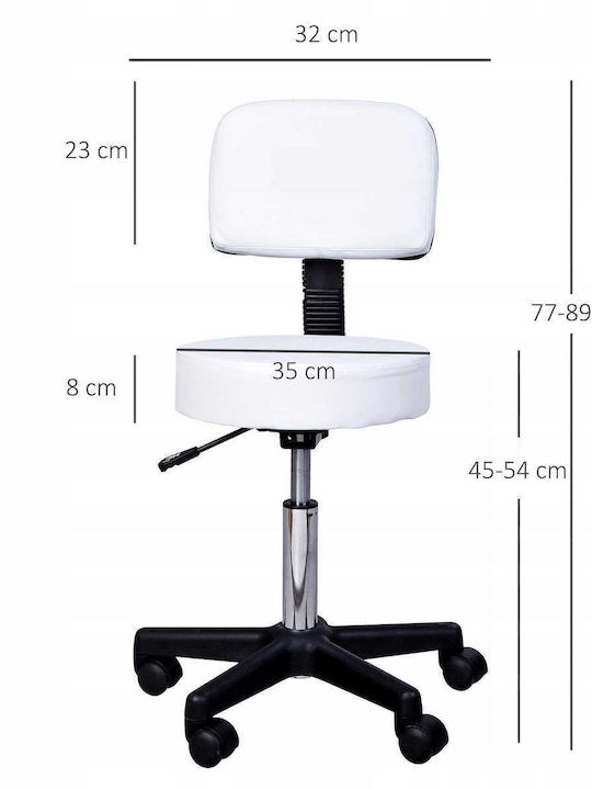 Ergonomischer Büro- und Schreibtischhocker mit Rückenlehne Weiß 35x35x45cm