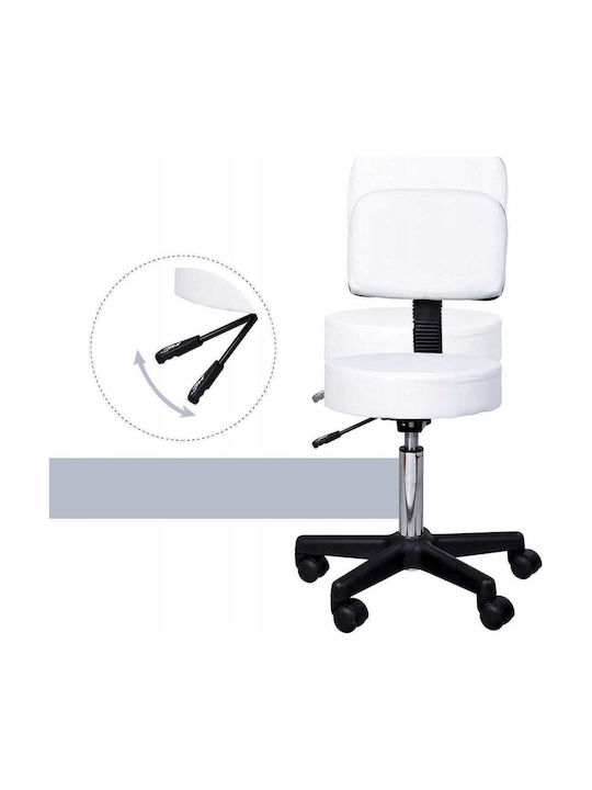 Ergonomischer Büro- und Schreibtischhocker mit Rückenlehne Weiß 35x35x45cm