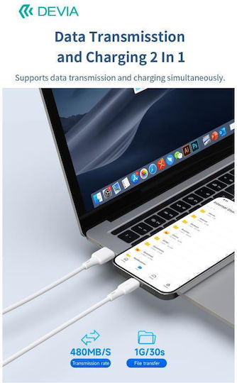 Devia USB-A zu Lightning Kabel Weiß 1m 0043319
