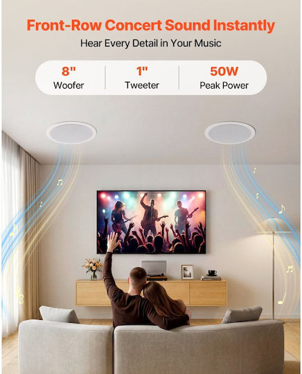 Vevor In Wall Installation Speakers 50W with Bluetooth Pair White