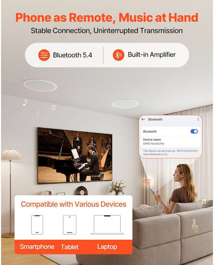 Vevor In Wall Installation Speakers 50W with Bluetooth Pair White