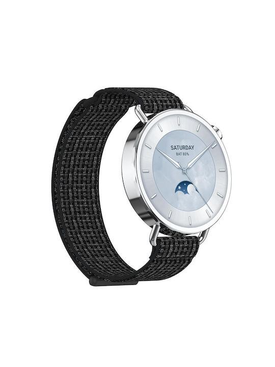 Λουράκι Xiaomi Watch S4 41mm Quick Release Two Section Braided Nylon Loop Magic Tape Reflective Black