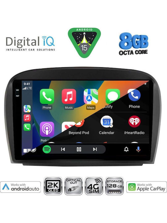 Digital IQ Car Audio System for Mercedes-Benz SL 2006-2012 Bluetooth USB WiFi GPS Apple CarPlay Android Auto with 9" Touch Screen
