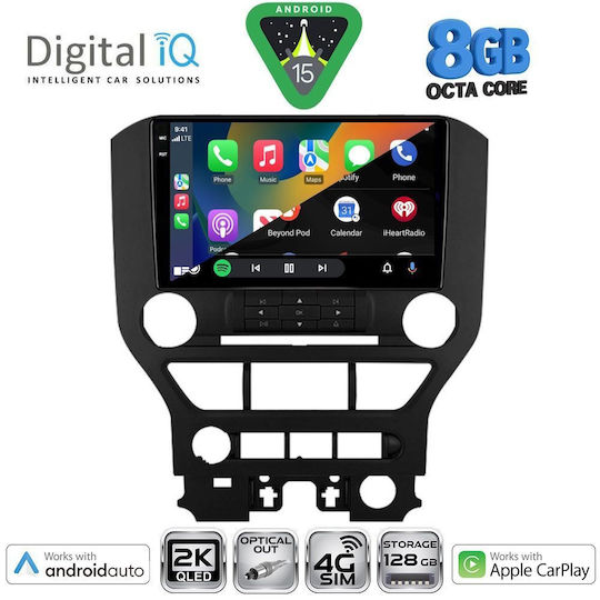 Digital IQ Car Audio System for Ford Mustang 2015-2020 (Bluetooth/USB/WiFi/GPS/Apple CarPlay/Android Auto) with 9" Touch Screen