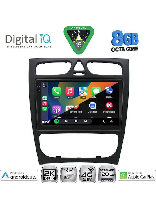 Digital IQ Car Audio System for Mercedes-Benz C Class 1999-2004 (Bluetooth/USB/WiFi/GPS/Apple CarPlay/Android Auto) with 9" Touch Screen