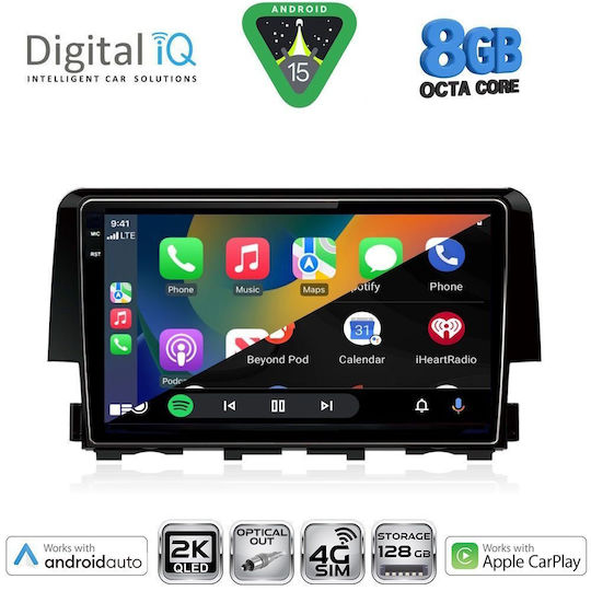 Digital IQ Ηχοσύστημα Αυτοκινήτου για Honda Civic 2016-2021 (Bluetooth/USB/WiFi/GPS/Apple-Carplay/Android-Auto) με Οθόνη Αφής 9"