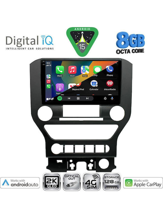 Digital IQ Car Audio System for Ford Mustang 2015-2020 (Bluetooth/USB/WiFi/GPS/Apple CarPlay/Android Auto) with 9" Touch Screen