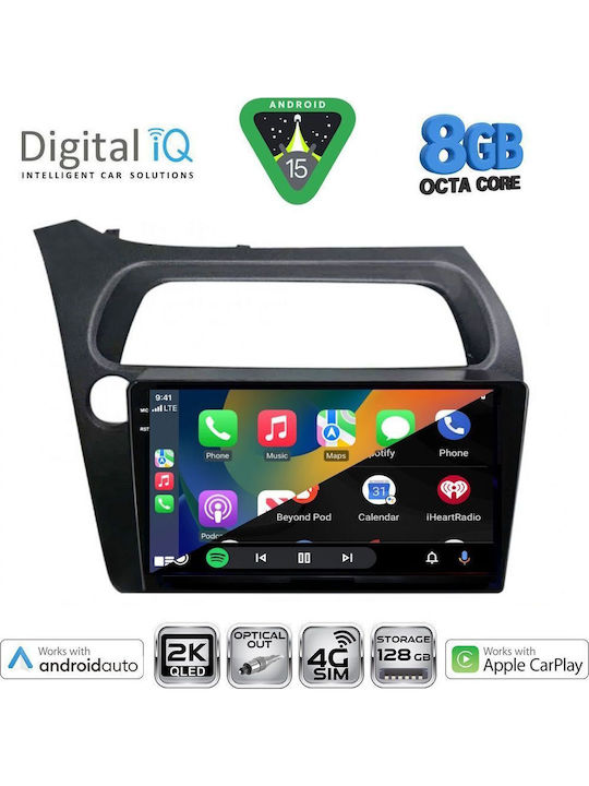 Digital IQ Car Audio System for Honda Civic 2006-2012 Bluetooth USB WiFi GPS Apple CarPlay Android Auto with 9" Touch Screen