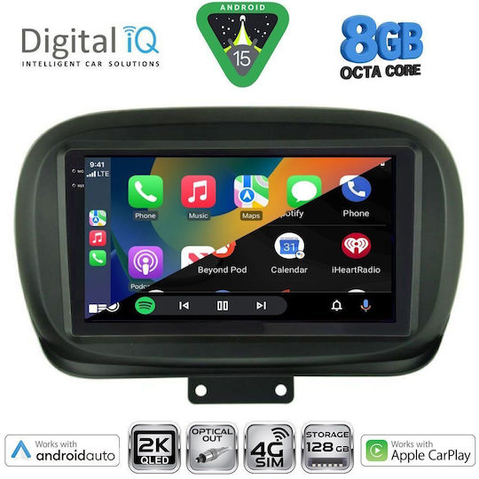 Digital IQ Car Audio System for Fiat 500X 2014 (Bluetooth/USB/WiFi/GPS/Apple CarPlay/Android Auto) with 9" Touch Screen