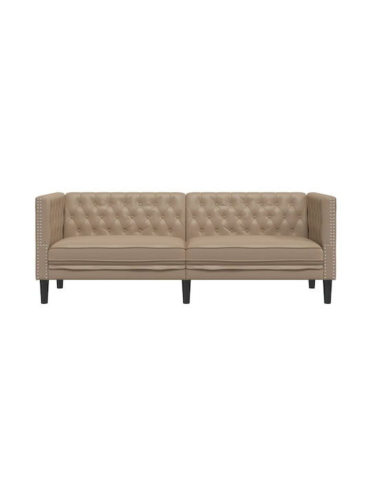 Canapea Cu Trei Locuri Din Piele Ecologică Culoare Capuccino 194x74.5x70.5cm