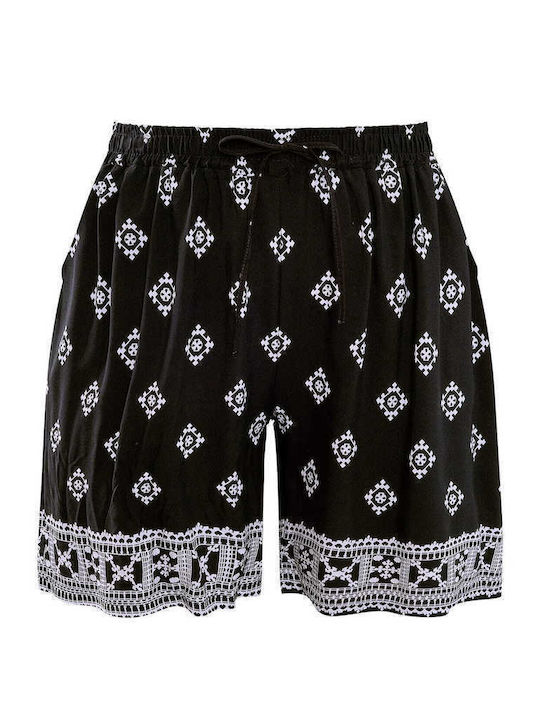 Celestino Women's Printed Cotton Black Shorts