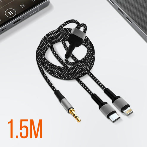 Linq Usb-c + Iphone Lightning To 35mm Jack Adapter Black