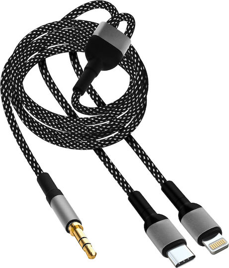 Linq Usb-c + Iphone Lightning To 35mm Jack Adapter Black