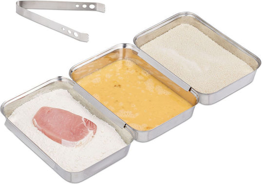 Relaxdays Set Tăvi De Copt Din Oțel Inoxidabil Argintiu 4x23x17 Cm