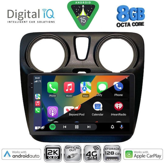 Digital IQ Ηχοσύστημα Αυτοκινήτου για Dacia Dokker 2012-2022 (Bluetooth/USB/WiFi/GPS/Apple-Carplay/Android-Auto) με Οθόνη Αφής 9"