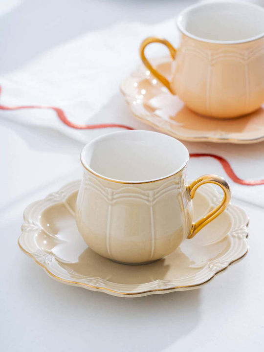 SteweHome Set Of Multicolour Porcelain Coffee Cups 90ml 6 Pieces